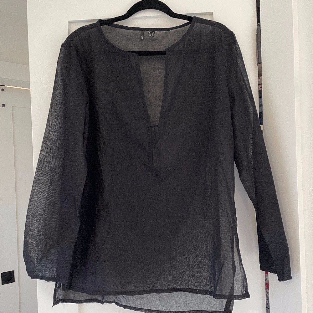 Mango XL Black Sheer Tunic Blouse, BoHo